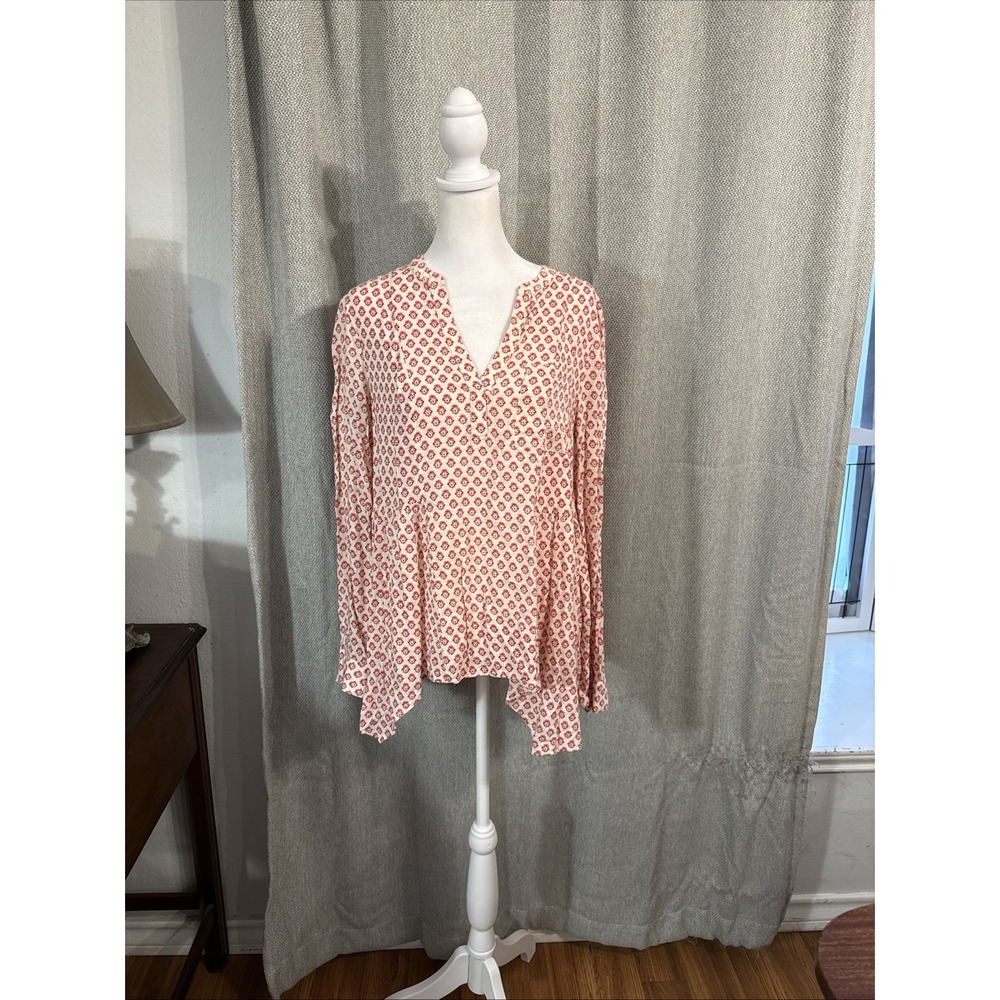 Maeve Anthropologie Laiken Popover Blouse Women's Size 4 Block Print Peasant